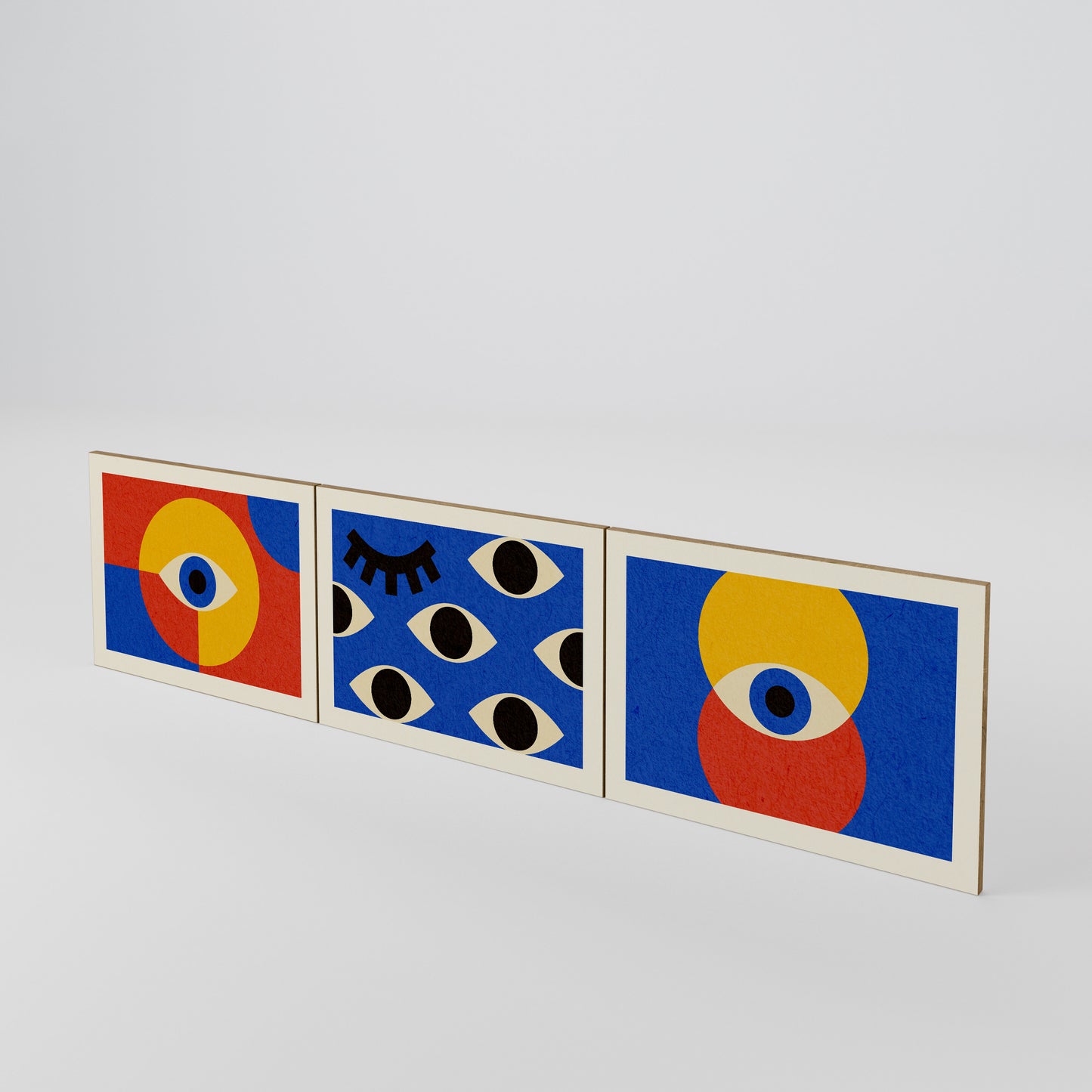 GEOMETRIC EYES Juego de 3 puertas para mueble de TV
