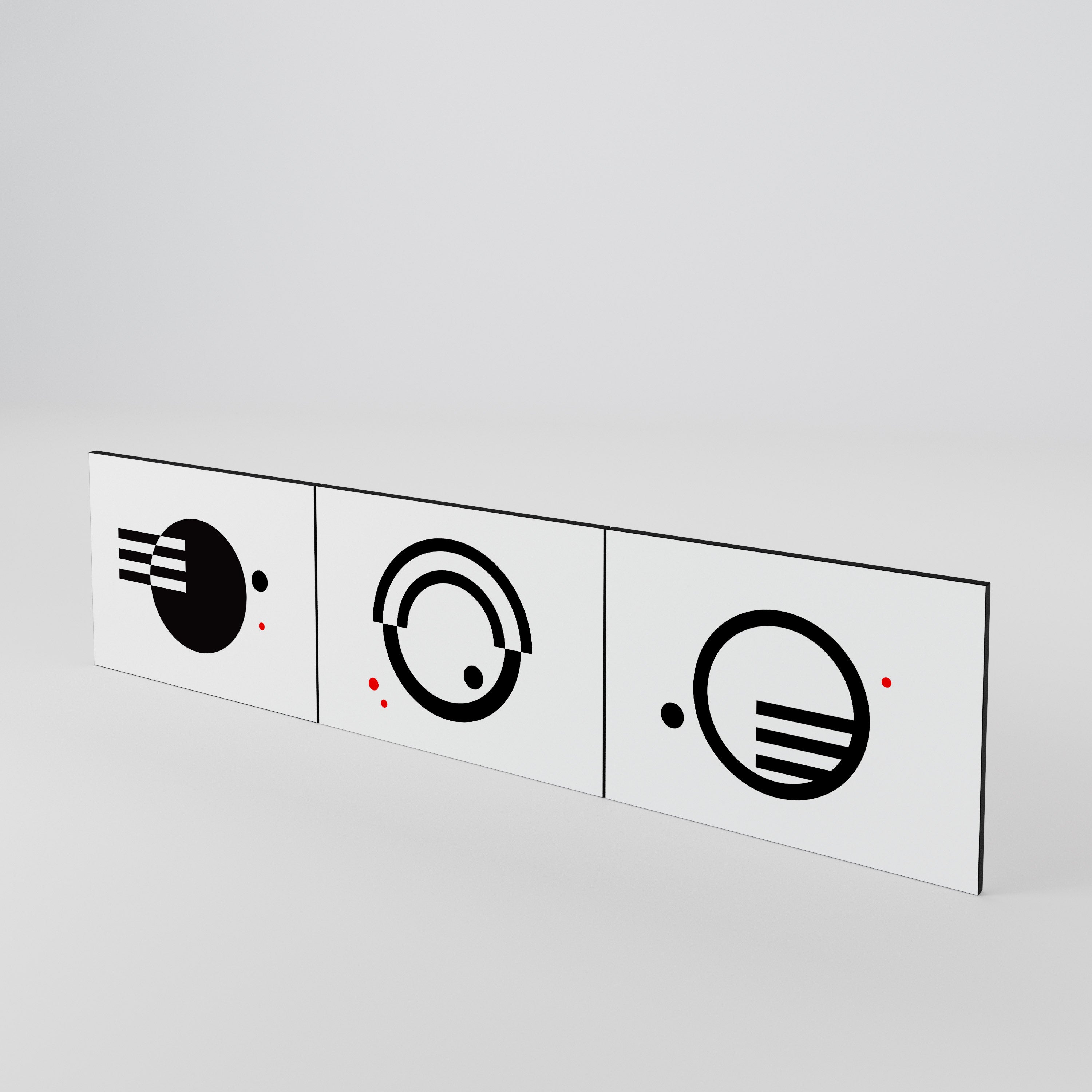 BLACK AND WHITE COMBINATION 3-Piece TV Cabinet Door Set