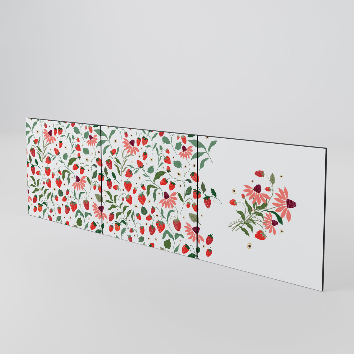 FLOWERS AND STRAWBERRIES Juego de 3 puertas para aparador