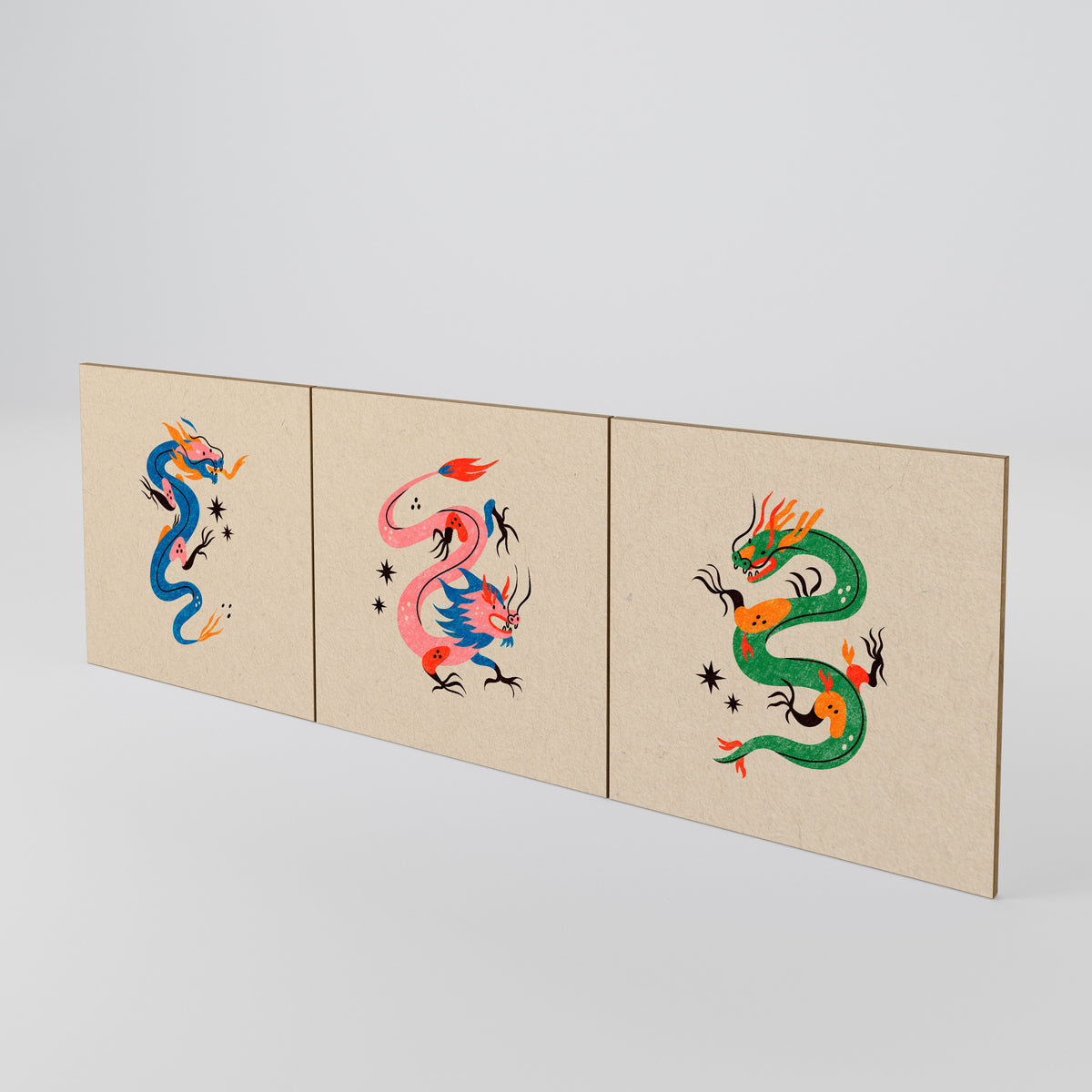 MYTHOLOGICAL CREATURES Juego de 3 puertas para aparador