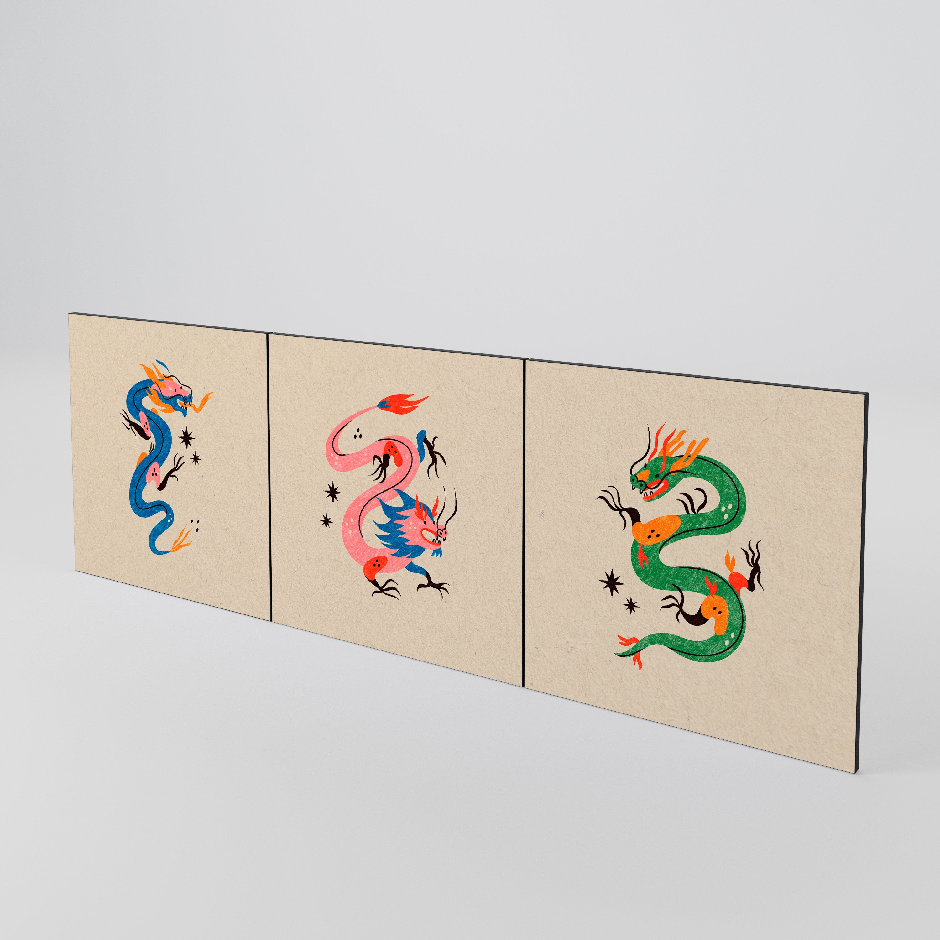 MYTHOLOGICAL CREATURES Juego de 3 puertas para aparador