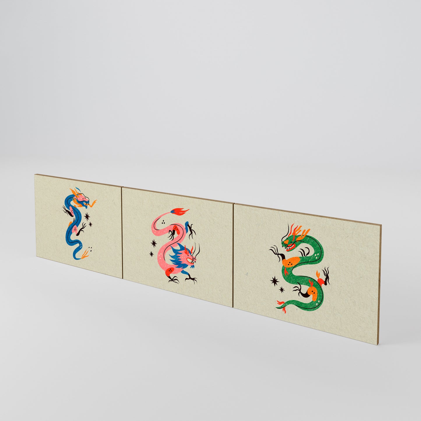 MYTHOLOGICAL CREATURES Juego de 3 puertas para mueble de TV