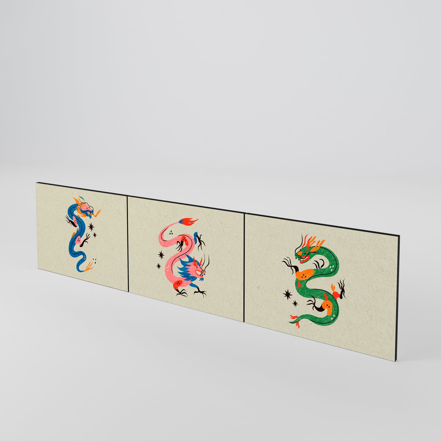 MYTHOLOGICAL CREATURES Juego de 3 puertas para mueble de TV