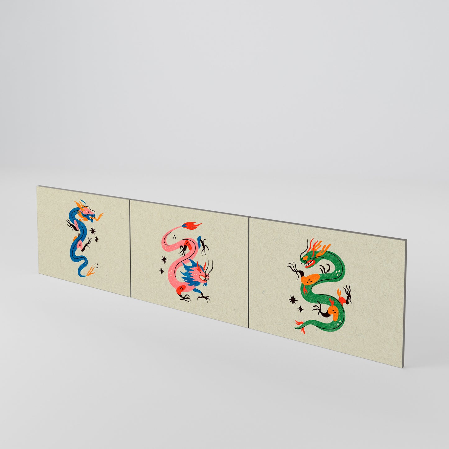MYTHOLOGICAL CREATURES Juego de 3 puertas para mueble de TV
