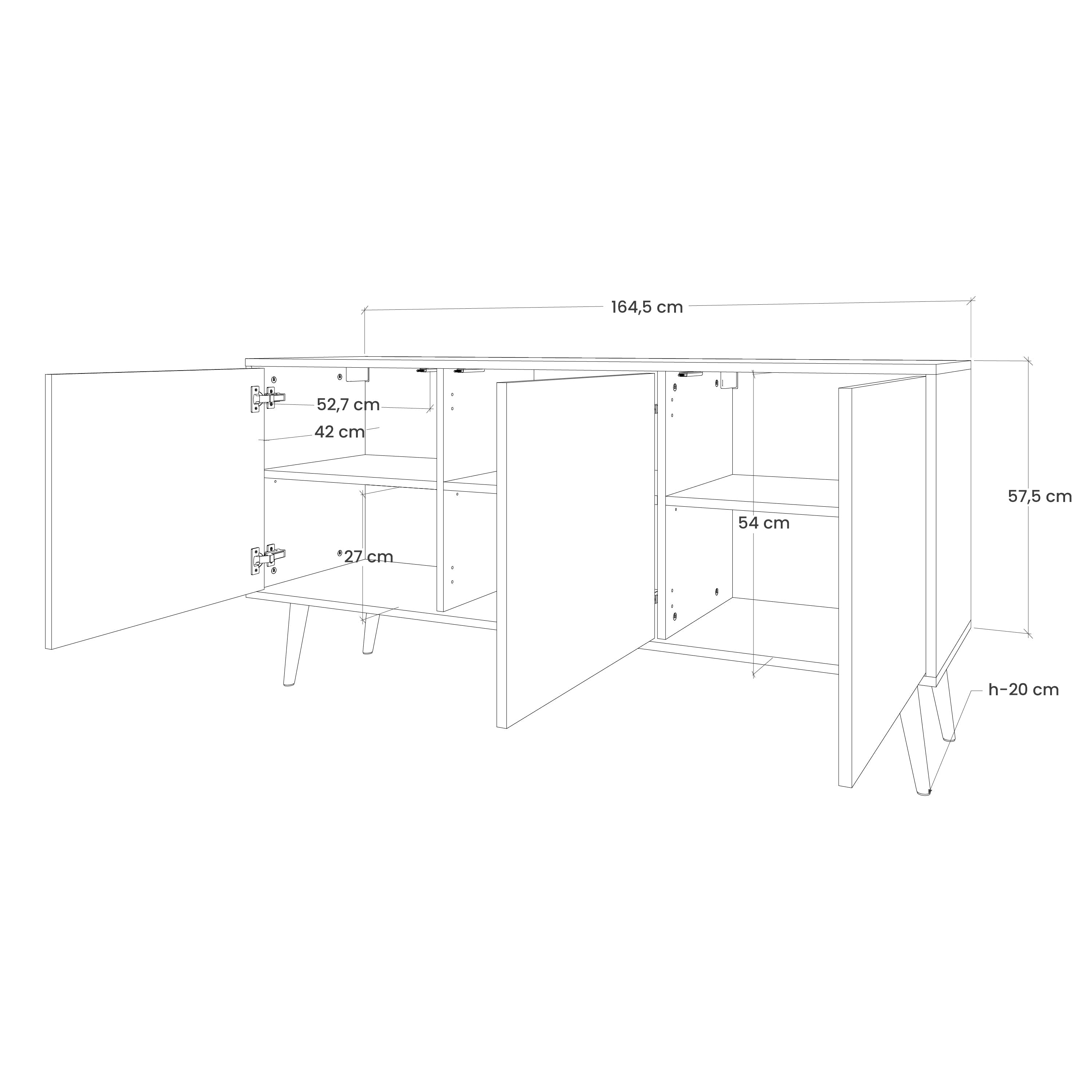 Aparador AURORA BOREALIS de 3 puertas en acabado negro