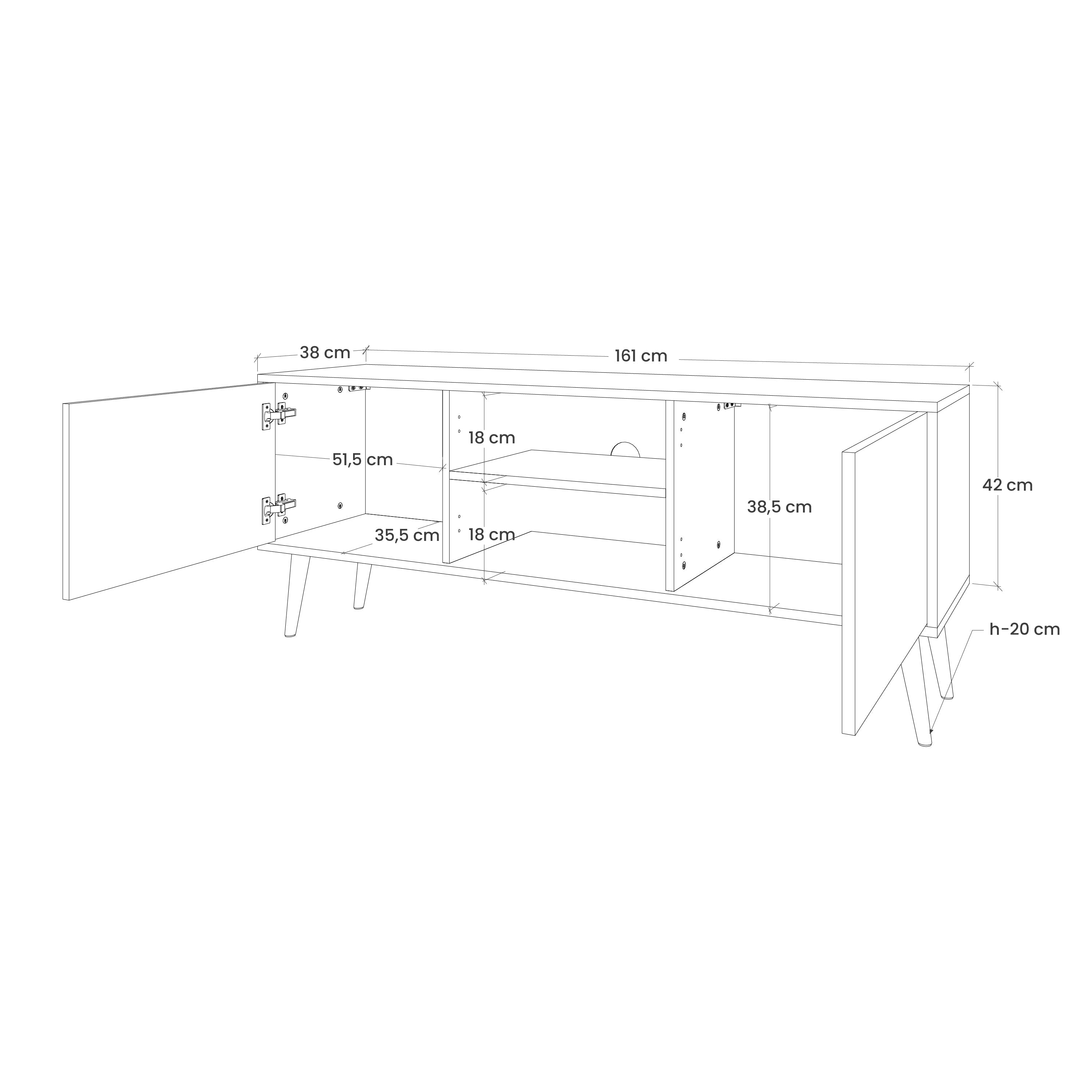 SCANDIC FLOWERET 2-Door TV Stand in Black Finish