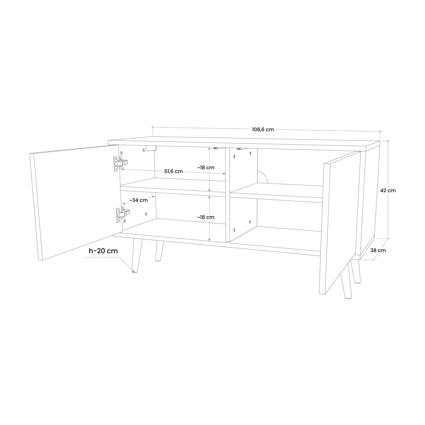 GRAY FIGURES Mueble de TV Compacto de 2 puertas