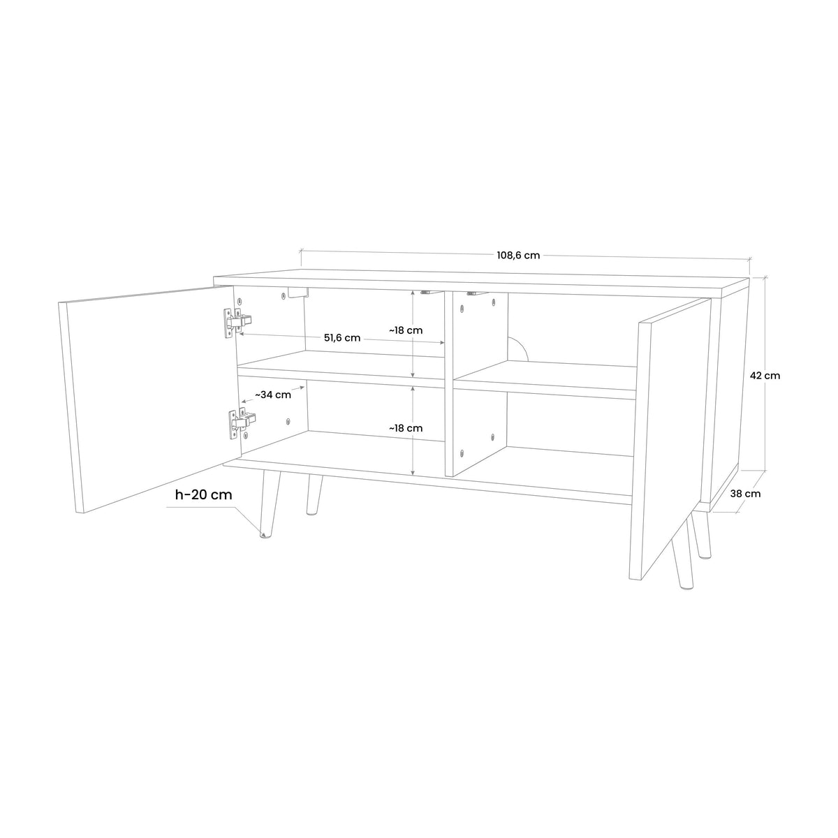 PIERCING SHARPNESS Mueble de TV Compacto de 2 puertas