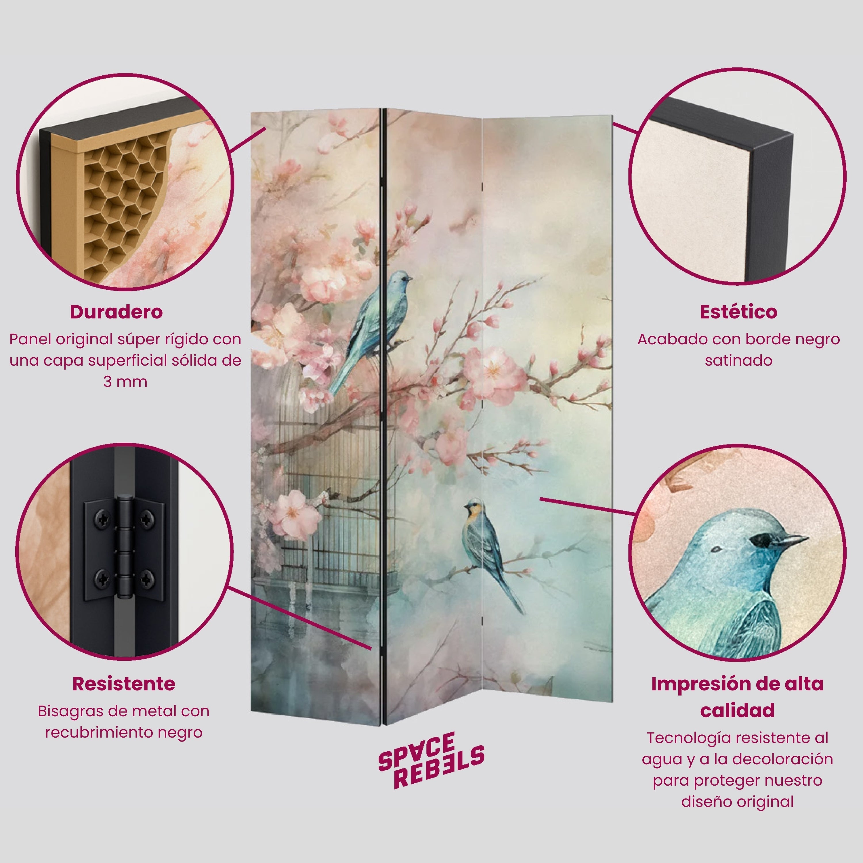 Biombo decorativo de 3 paneles LUSH LEAF WHISPERS